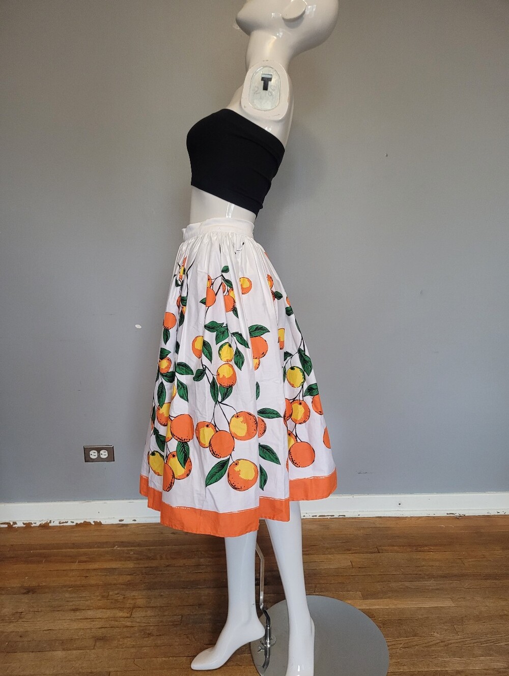 Pinup Couture Jenny Skirt in Orange Border Print, BNWT, Size L - Picture 5 of 8
